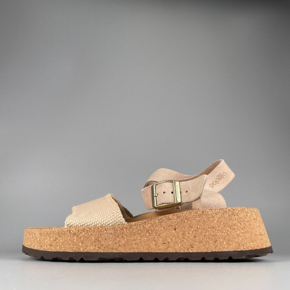 Birkenstock Papillio Glenda Women's EU 37 US 6 Beige Suede Ankle Strap Sandals